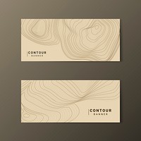 Brown abstract map contour lines banners set
