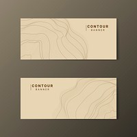 Brown abstract map contour lines banners set