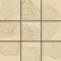 Brown abstract map contour lines background set