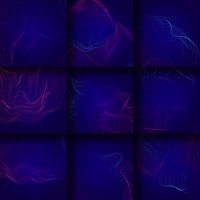 Blue and pink abstract map contour lines background set
