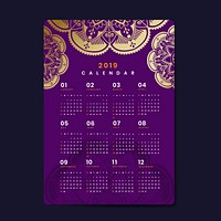 Mandala calendar 2019 vector poster