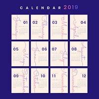 Beige calendar 2019 poster vector