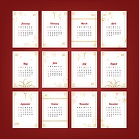 Red and gold Chinese calendar 2019