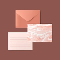 Pink envelope with letter and marble abstract postcard vector