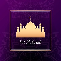 Eid Mubarak card with mosque pattern background