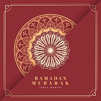 Red and gold Eid Mubarak postcard vector