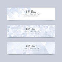 Blue and white crystal textured banner template vector