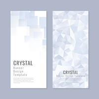 Blue and white crystal textured banner template vector