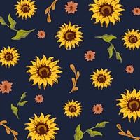 Sunflower pattern with a navy blue background