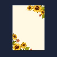 Blank sunflower invitation card mockup vector