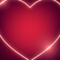 Neon light heart icon on red background