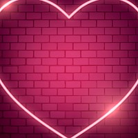 Neon light heart icon on pink background