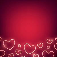 Neon light heart on red background