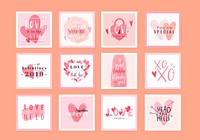 Valentine's day card set collection in vector