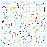 Hand-drawn doodle arrows vector set