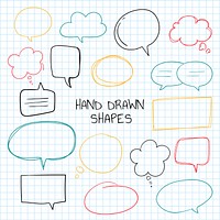 Hand-drawn doodle speech bubbles vector set