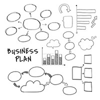 Business plan set with chart and graph vectors