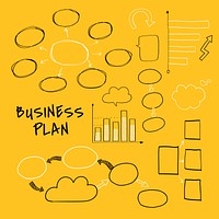 Business plan set with chart and graph vectors