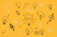 Creativity ideas light bulbs doodle collection vector