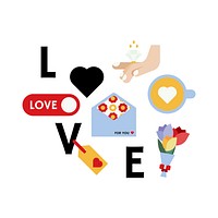 Valentine&#39;s day love icon vector set