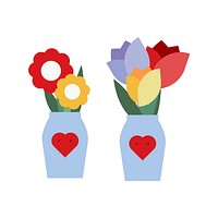 Flower vase with heart shape vector