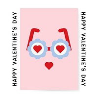 Valentine&#39;s day card with glasses with heart icons vector