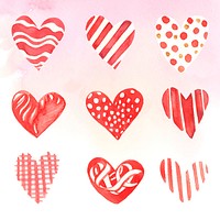 Red hearts pattern wallpaper vector collection