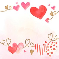 Heart patterned border frame psd in watercolor 