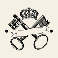Keys and crown badge vector