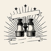 Vintage binoculars illustration badge vector