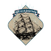Motivational quote life is a journey badge vector
