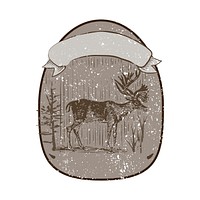Male deer illustration badge vector