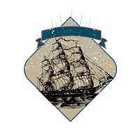 Sailing ship illustration badge vector