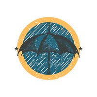 Umbrella in a circle badge vector