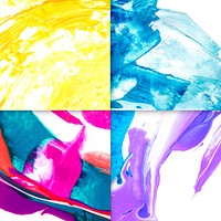 Colorful acrylic brush stroke textured background vector set