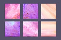 Purple and pink abstract brush stroke textured background vector set