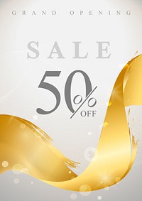 50% off sale poster with wave abstract vector