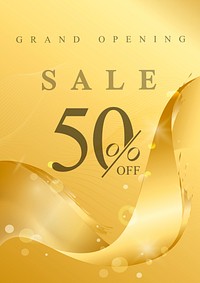 50% off sale poster with wave abstract vector