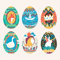Easter festival painted eggs collection vector