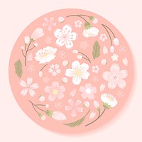 Pink round cherry blossom framed vector