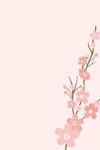 Spring background vector with pink sakura flower