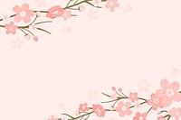 Spring background vector with pink sakura flower