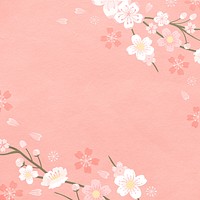 Spring background psd with pink sakura cherry blossom border