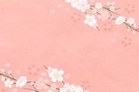 Spring background psd with pink sakura cherry blossom border