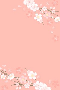 Spring background vector with pink sakura cherry blossom border