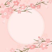 Pink cherry blossom framed vector
