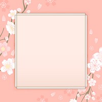 Pink cherry blossom framed vector