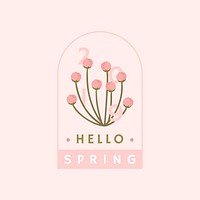 Pink cherry blossom badge vector