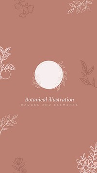 Round botanical banner on dark orange background vector