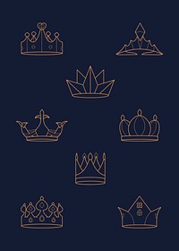 Luxurious royal crown designs vector collection